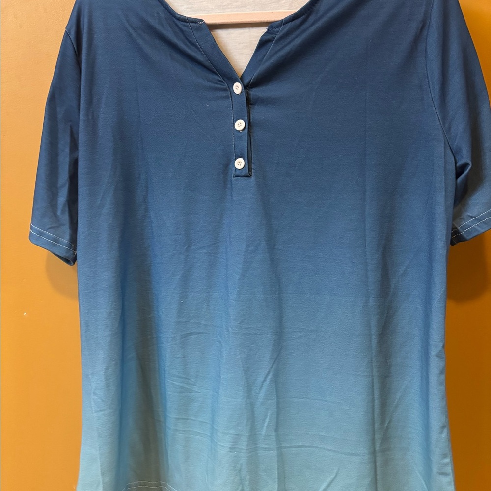 Gradient Blue Henley Shirt